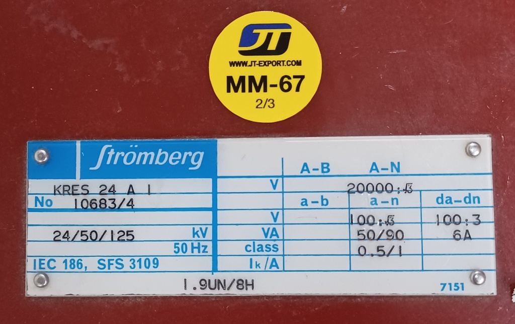 Jännitemuuntaja Strömberg KRES24A1 20000:V3/100:V3/100:3V lk0.5/1