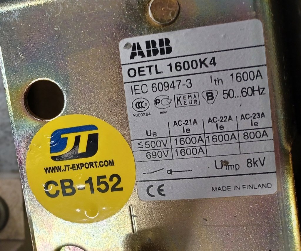 1600A ABB OETL 1600K4 kompaktikatkaisija