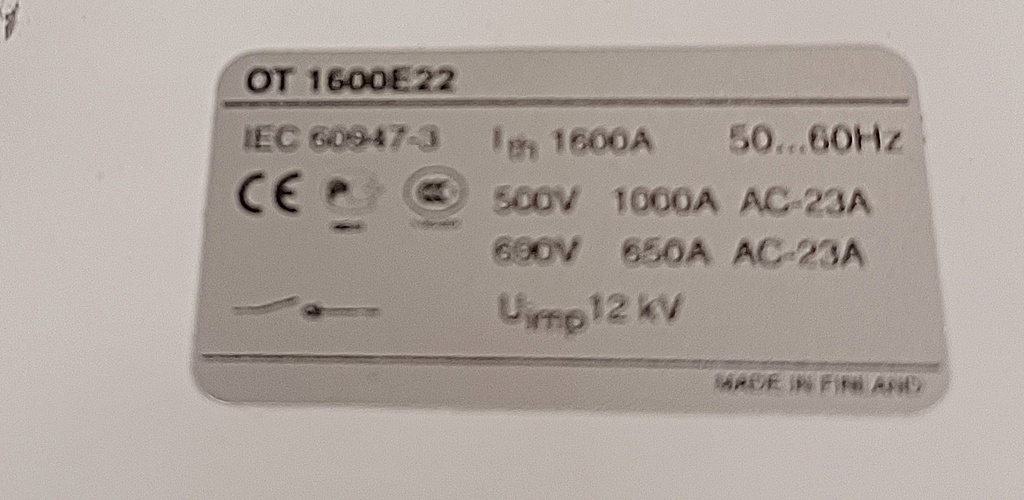 1600A ABB kompaktikatkaisija