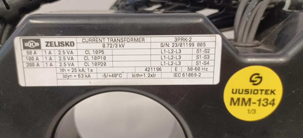 Virtamuuntaja 3-vaih. Zelisko 3PRK-2 50-100-200/1A cl. 10P5