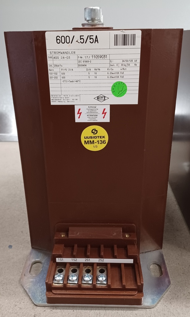 Virtamuuntaja Stromwandler ASS 24-03 600/5/5A 0.2S