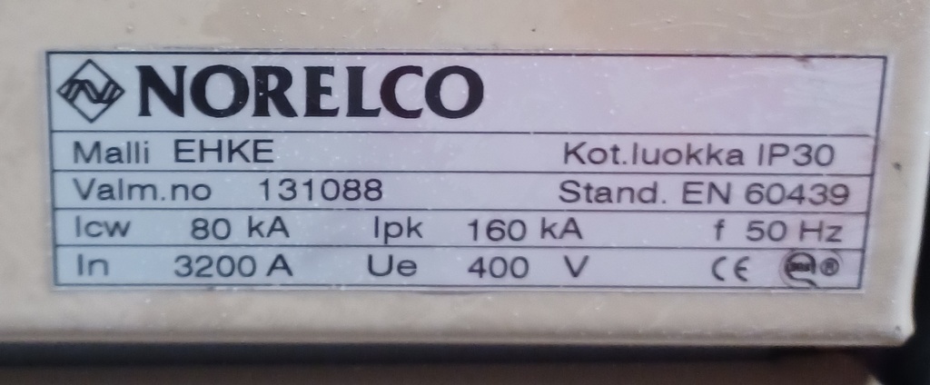 3200A 230_400V Icw 80kA Ipk 160 kA Norelco kentät 01-04