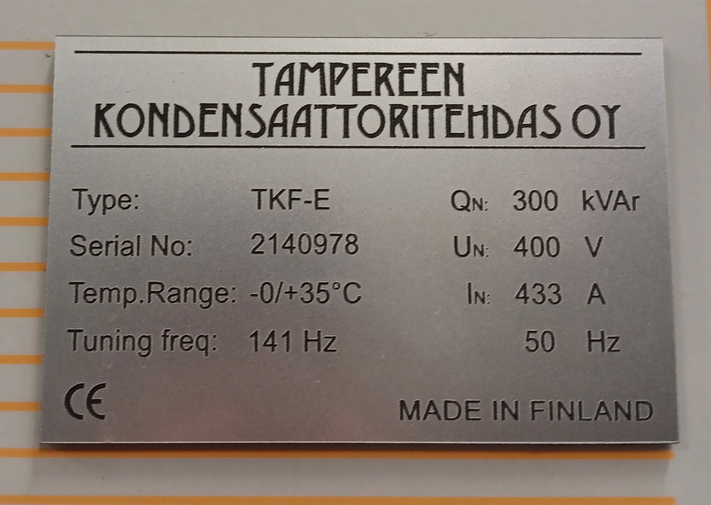 Kondensaattori 300kVAr Tampereen Kondensaattoritehdas