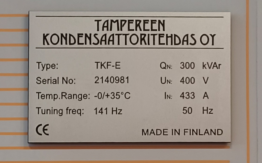 Kondensaattori 300kVAr Tampereen Kondensaattoritehdas