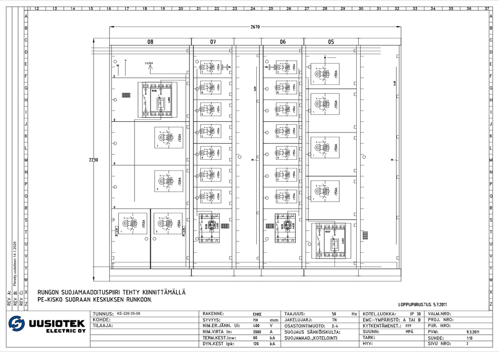 2000A 230_400V Icw 60kA Ipk 120 kA Norelco kentät 05-08