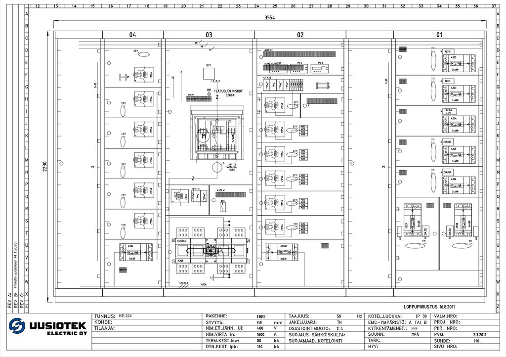 1600A 230_400V Icw 80kA Ipk 160 kA Norelco kentät 01-04