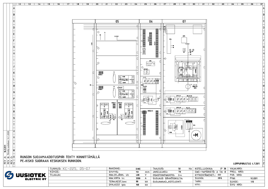 3200A 230_400V Icw 80kA Ipk 160 kA Norelco kentät 05-07