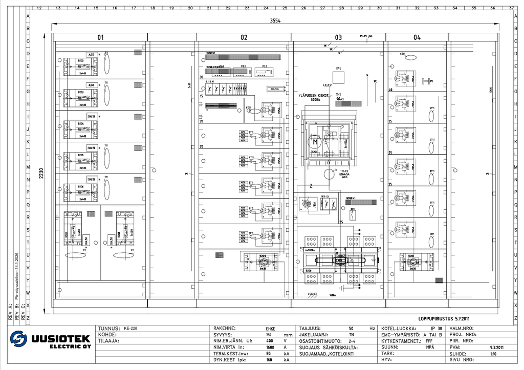 1600A 230_400V Icw 80kA Ipk 160 kA Norelco kentät 01-04