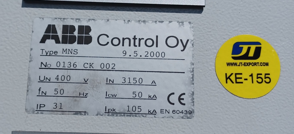 3150A 400V Icw 50kA keskus ABB MNS