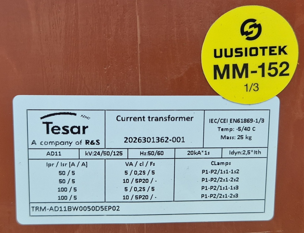 Virtamuuntaja Tesar AD11 50-100/5/5 0.2S