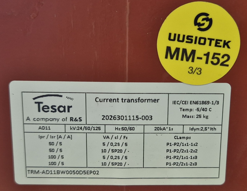 Virtamuuntaja Tesar AD11 50-100/5/5 0.2S