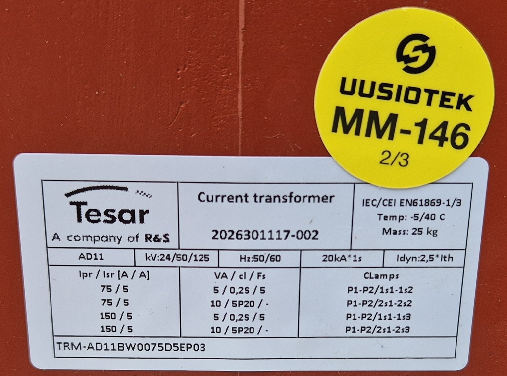 Virtamuuntaja Tesar AD11 75-150/5/5 0.2S