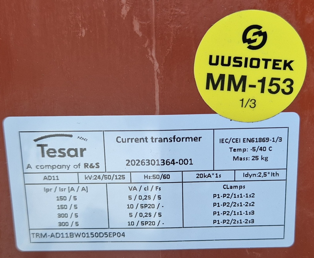 Virtamuuntaja Tesar AD11 150-300/5/5 0.2S