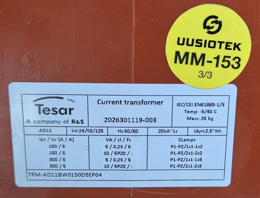 Virtamuuntaja Tesar AD11 150-300/5/5 0.2S