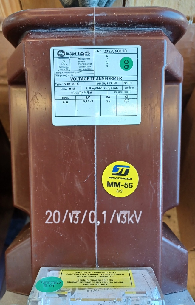 Jännitemuuntaja Esitas VTB20-K 20000/V3/100/V3 V, cl 0,2