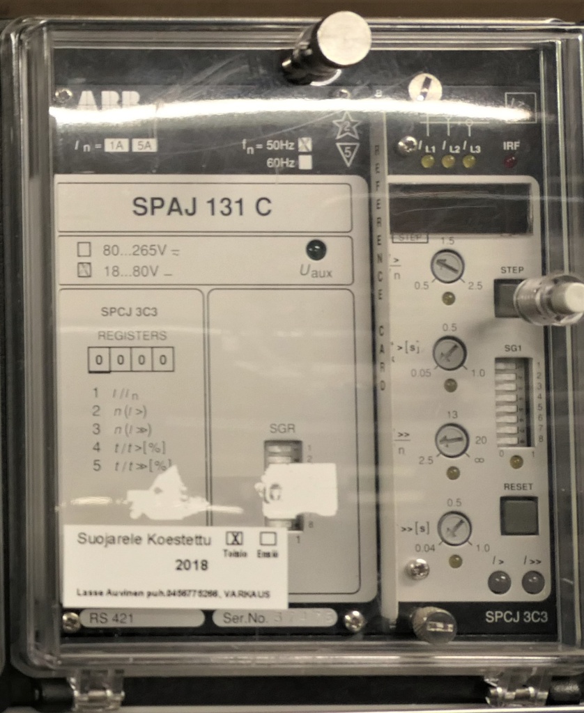 Overcurrent relay ABB SPAJ 131C 18-80 AC/DC