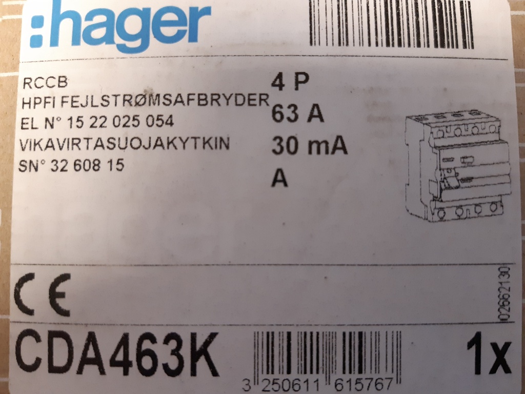 Hager CDA463K vikavirtasuojakytkin