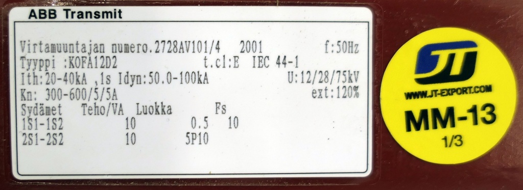 Virtamuuntaja ABB KOFA12D2 300-600/5/5A 0,5