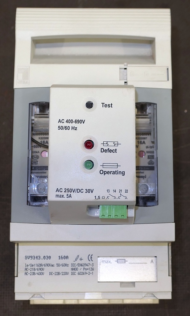 RiLine NH varoke-erotin 160A koko 00 - 3 elektronisella varokkeen valvonnalla