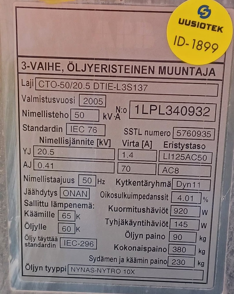 50kVA 20/0,4kV Oil transformer ABB -2005