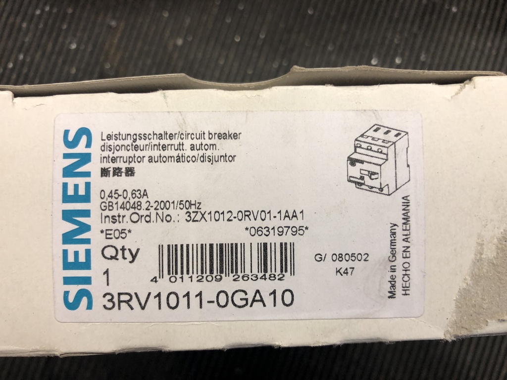 Siemens 3RV1011-OGA10 protective switch 0,45-0,63A