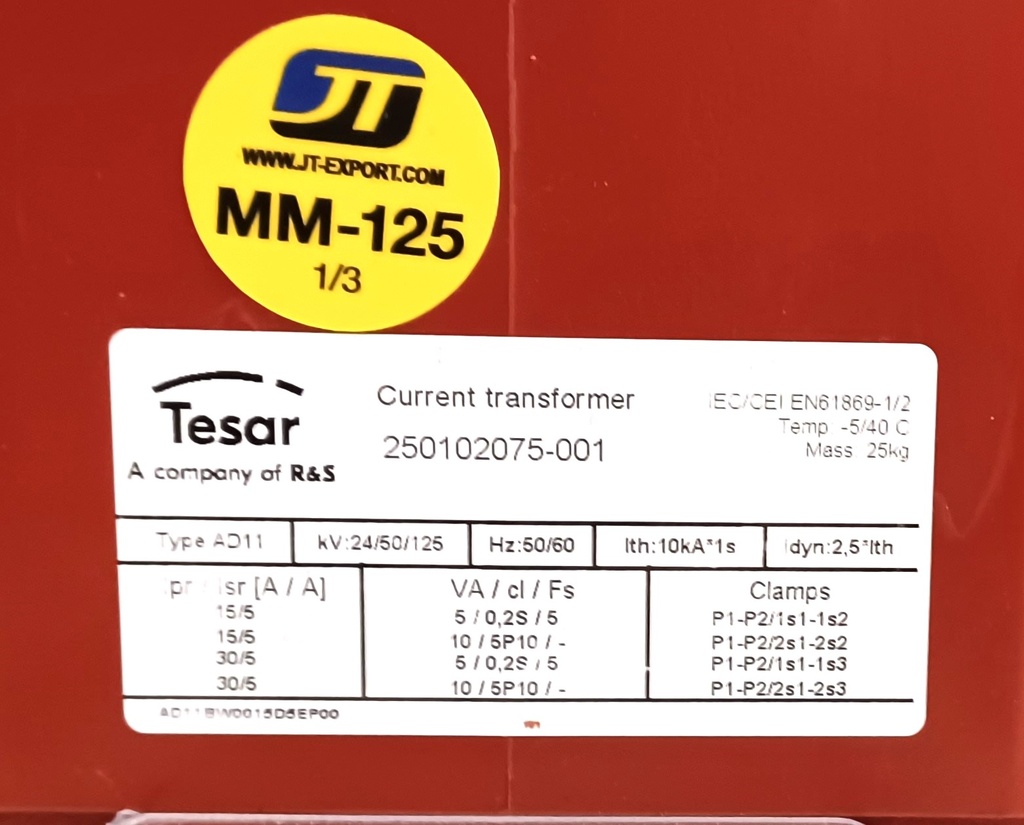 Current transformer Tesar AD11 15-30/5/5 0.2S