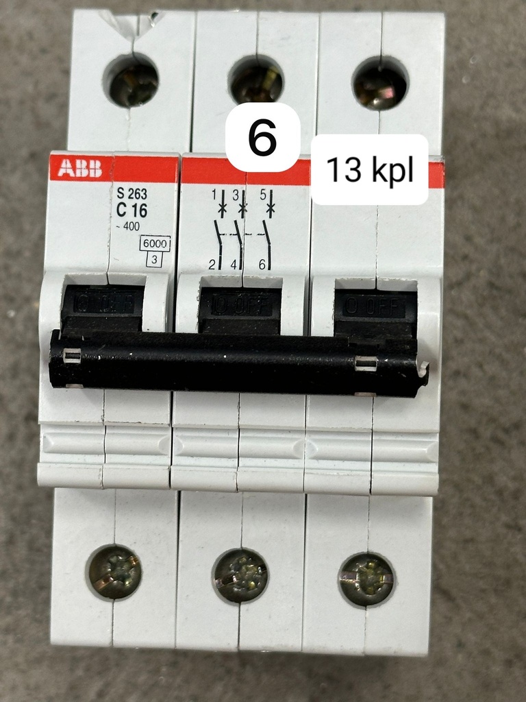 Line protection ABB C16, 3 pole
