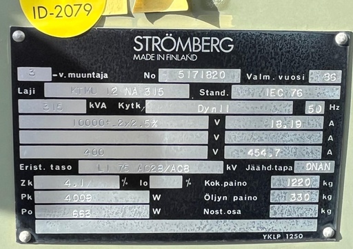 [ID-2079] 315kVA 10/0,4kV Oil transformer Strömberg -1986